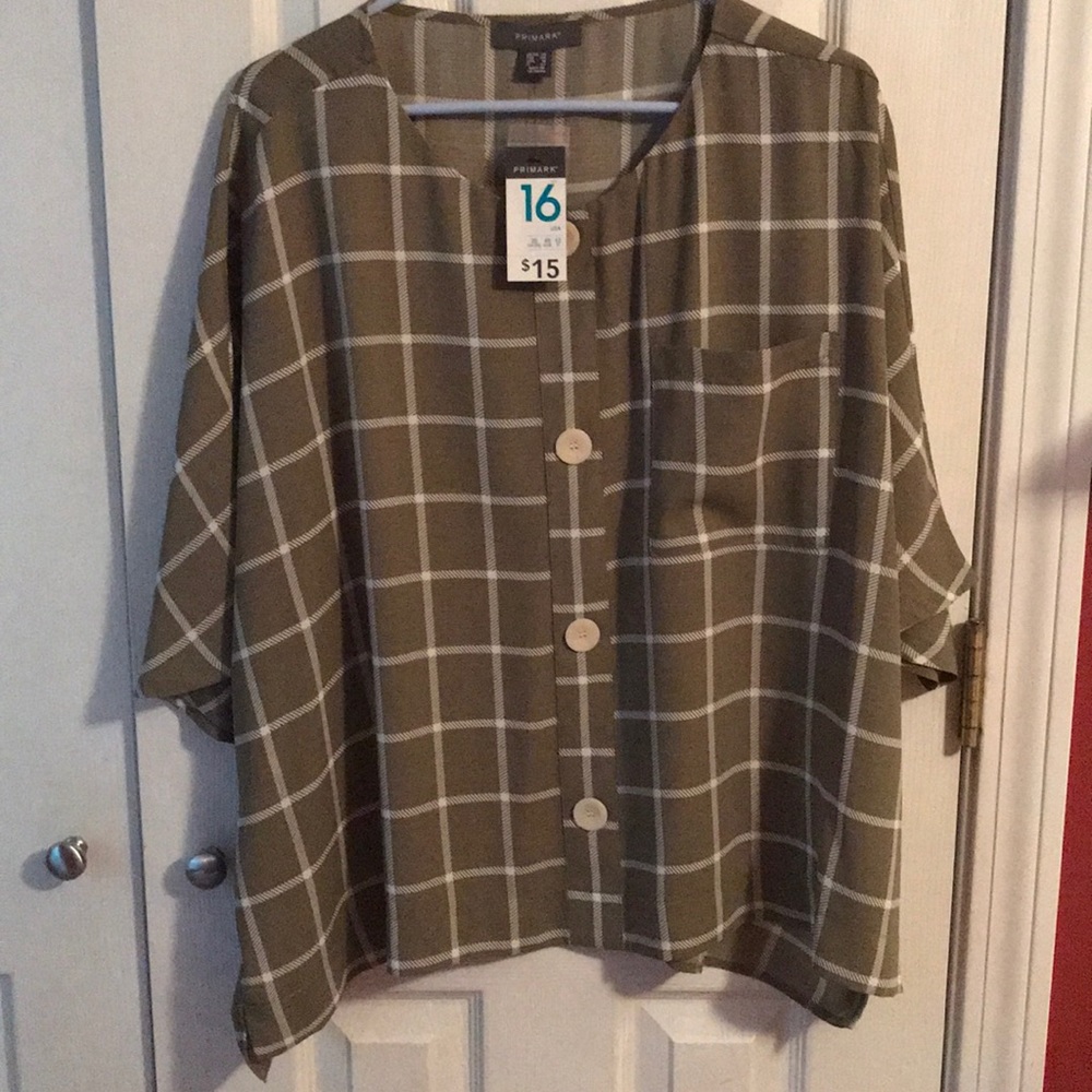 Green and white striped blouse